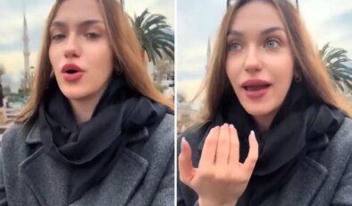 Ukraynalı genç kız, video çekerek Ayasofya’daki uygulamaya tepki gösterdi