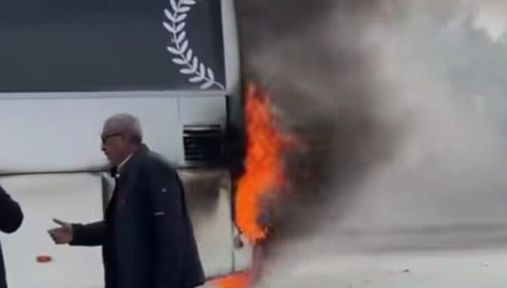 Yer Gaziantep: Seyir halindeki otobüs alev alev yandı!