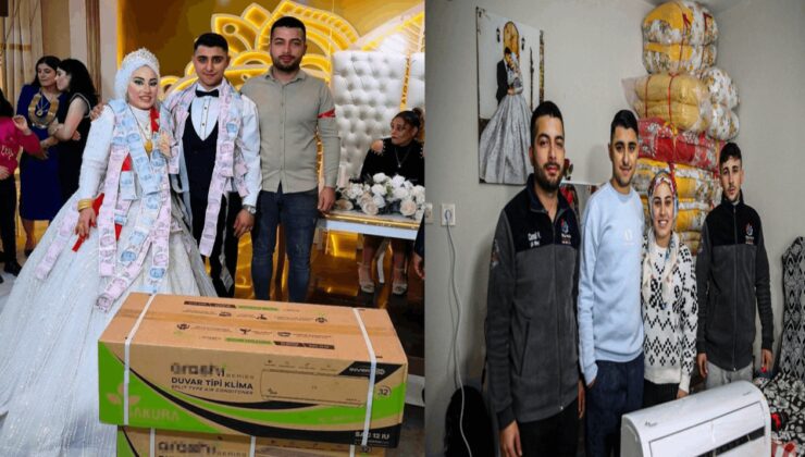 Adana'da evlenen çifte klima taktılar