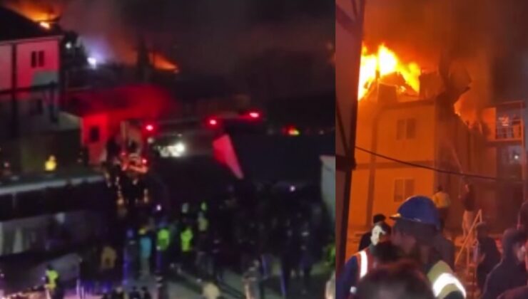 Aranavutköy'de işçi konteynerinde yangın