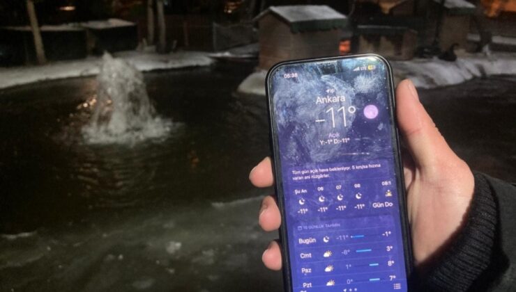 Başkentin simgesi buz tuttu! Hava -11 dereceye kadar düştü