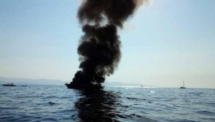 Çanakkale açıklarında balıkçı teknesi yandı, 5 balıkçı kurtarıldı