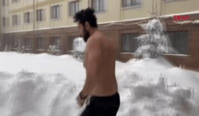 Eksi 10 derecede buz gibi suya girdi