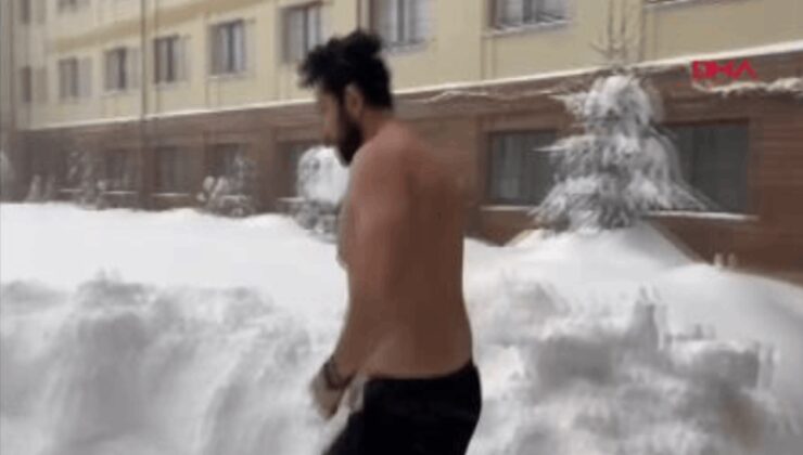 Eksi 10 derecede buz gibi suya girdi