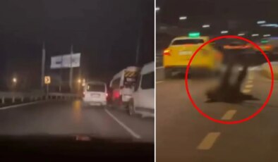 Esrarengiz anlar! Park halindeki minibüslere çarpıp yere yığıldı