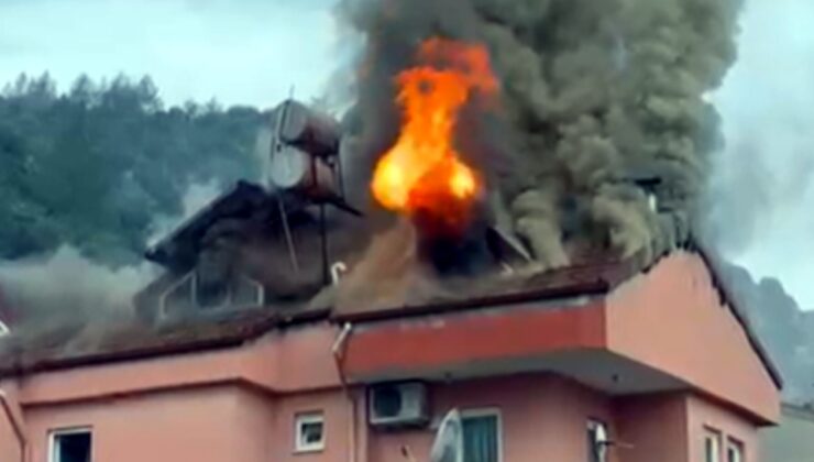Fethiye’de çatıdaki yangın büyük korku yaşattı