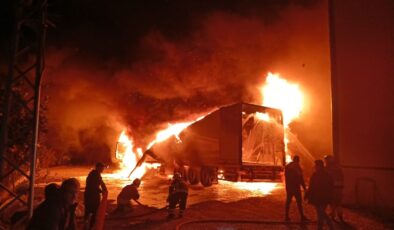 Hatay'da park halindeki TIR küle döndü