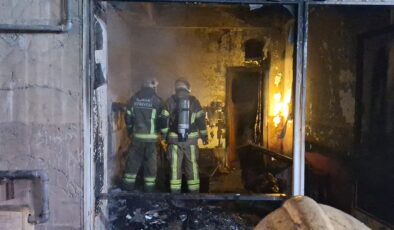 İş yeri sahibi içeride uyuyordu…Yangın çıktı!