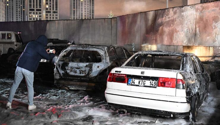 İstanbul'da sanayi sitesinde yangın çıktı! Araçlar küle döndü