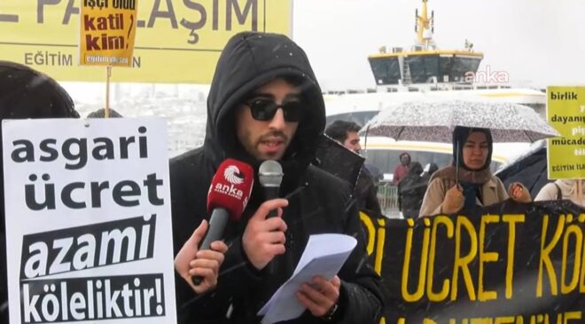Kar altında asgari ücret protestosu!