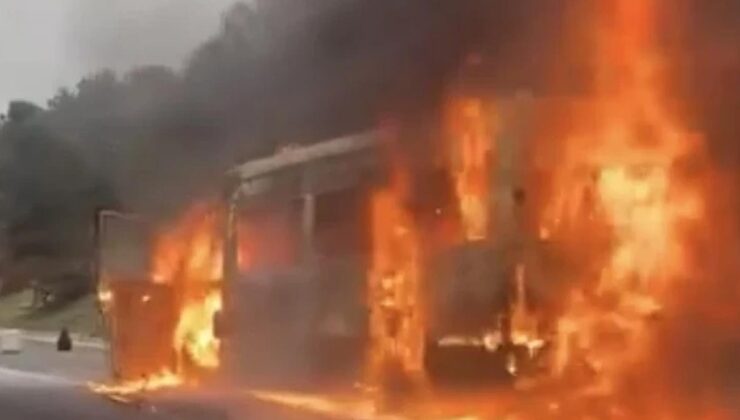 Osmaniye’de can pazarı! İşçi servisi otoyolda alev alev yandı