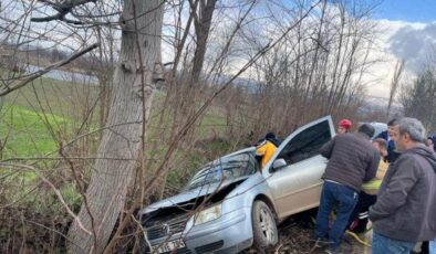 Otomobil ağaca çarptı: 1 yaralı!