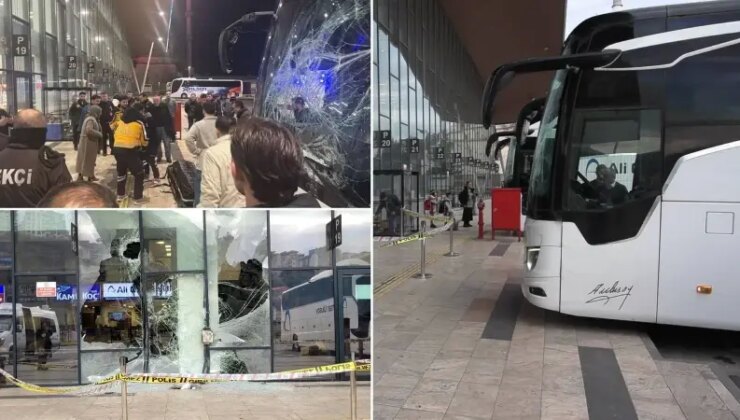 Trabzon’da yolcu otobüsü peronu geçip terminal binasına daldı
