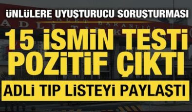 Ünlülere uyuşturucu operasyonu: 15 ismin testi pozitif çıktı