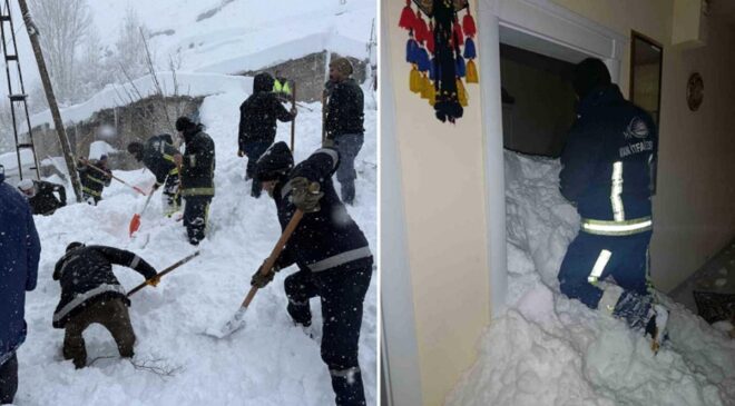 Van'ın Çatak ilçesinde TOKİ konutlarına çığ düştü