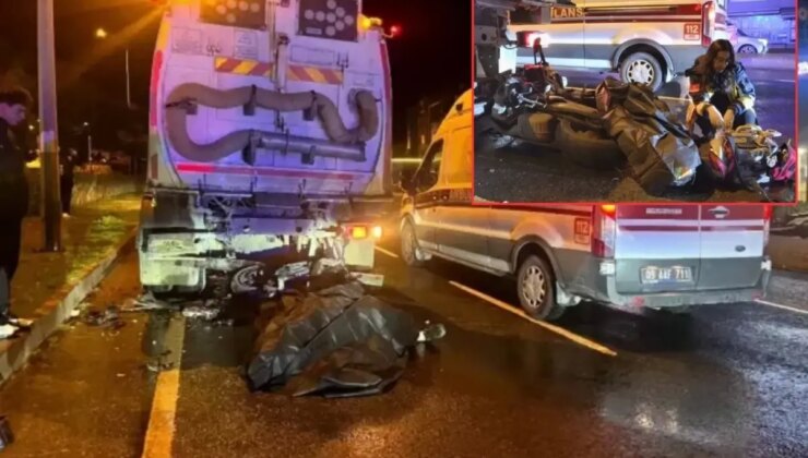 Belediye temizlik aracı ile çarpışan motosikletin sürücüsü hayatını kaybetti