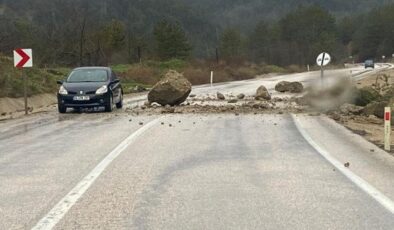 Bolu’da kara yoluna kaya parçaları düştü