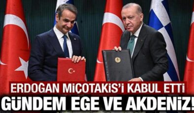 Cumhurbaşkanı Erdoğan, Miçotakis’i kabul etti: Ege ve Doğu Akdeniz’i konuştuk