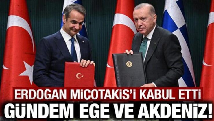 Cumhurbaşkanı Erdoğan, Miçotakis’i kabul etti: Ege ve Doğu Akdeniz’i konuştuk