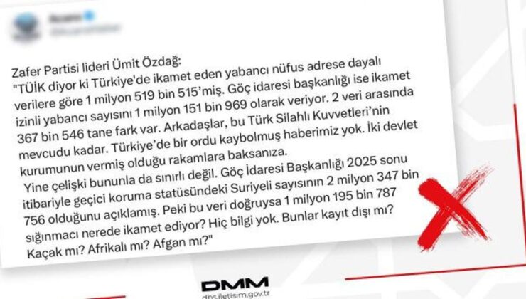 DMM’den Zafer Partisi’nin provokasyonuna cevap: Kayıp yabancı nüfus yok!