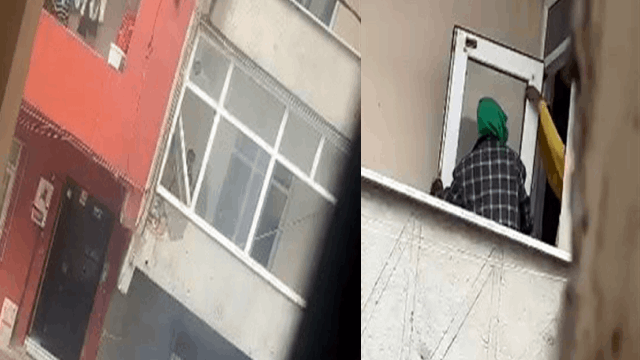 Esenyurt'ta binaya giren 2 kişi kapı ve pencereleri çaldı