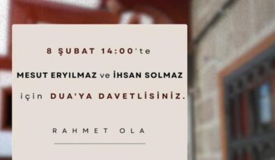 Fatih Kitabevi’nden Mesut Eryılmaz ve İhsan Solmaz için dua daveti