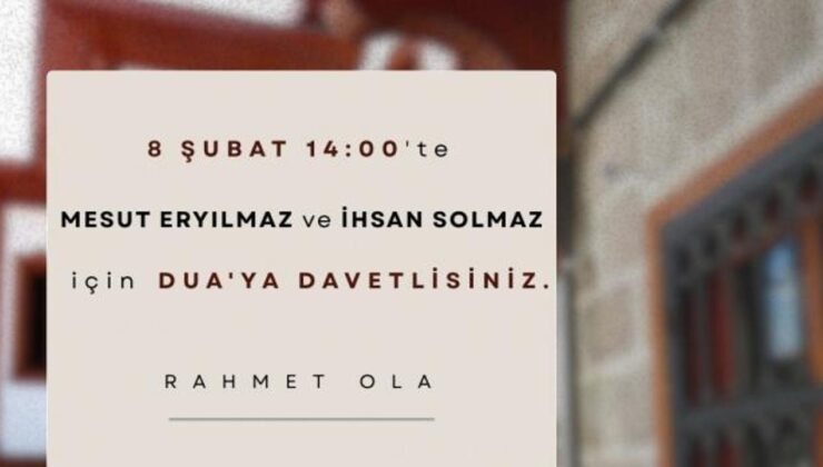 Fatih Kitabevi’nden Mesut Eryılmaz ve İhsan Solmaz için dua daveti