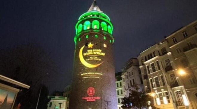 Galata Kulesi’nde ramazan ışığı