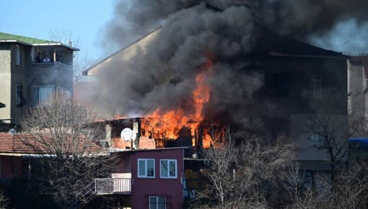 Gecekonduda çıkan yangın binaya sıçradı