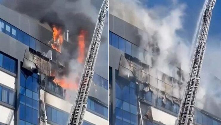 Kocaeli’de 7 katlı iş merkezinde yangın! Facianın eşiğinden dönüldü