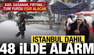 Meteoroloji’den kar, sağanak ve fırtına uyarısı! İstanbul dahil 48 ilde alarm verildi