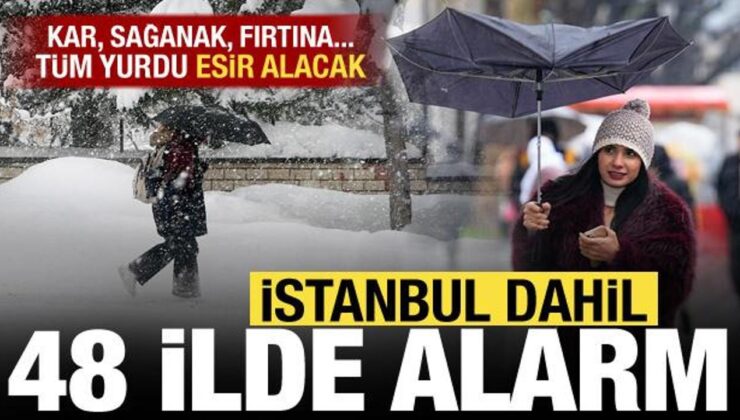 Meteoroloji’den kar, sağanak ve fırtına uyarısı! İstanbul dahil 48 ilde alarm verildi