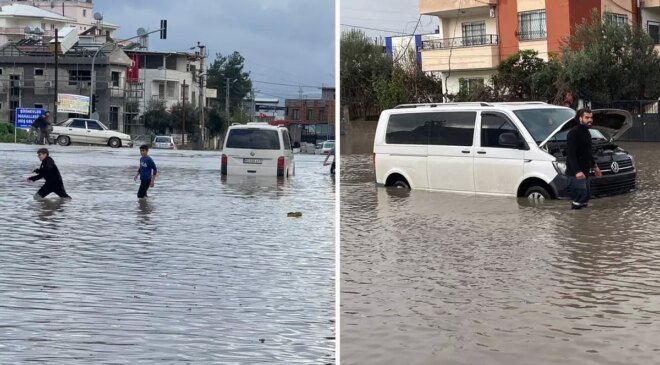 Osmaniye’de sağanak; yollar göle döndü, araçlar mahsur kaldı