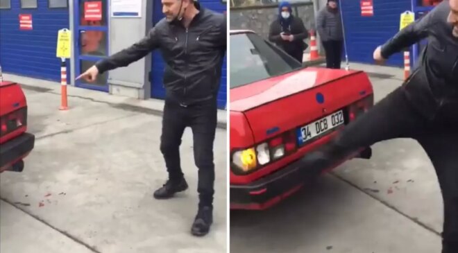 Sunulan gerekçeye öfkelenen vatandaş, TÜVTÜRK’ün önünde sinir krizi geçirdi