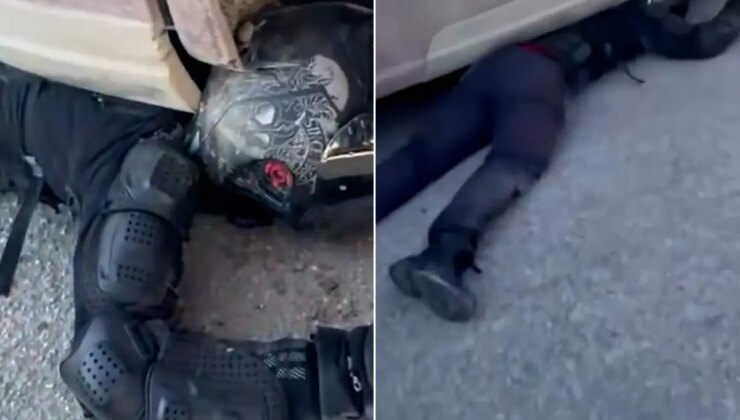 Tonlarca ağırlığındaki tırın altından mucize kurtuluş