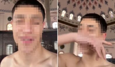 Camide yarı çıplak halde küfürlü şarkı söyledi, gözaltına alındı