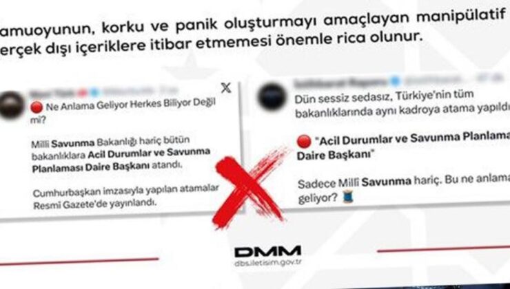 DMM’den ‘Acil Durumlar Dairesi Başkanı atamaları savaş hazırlığıdır’ iddialarına yalanlama