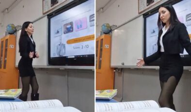 Kıyafetiyle gündem olan bir öğretmen daha