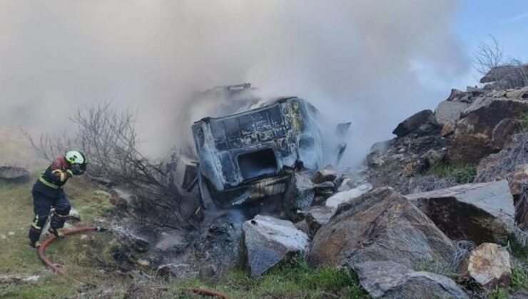 Mazot dolu tanker devrilip yandı! Sürücü feci şekilde can verdi