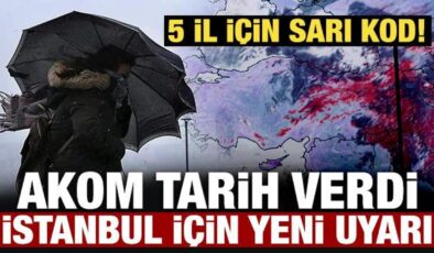 Meteoroloji’den 5 ile son dakika uyarısı! AKOM’dan İstanbul açıklaması