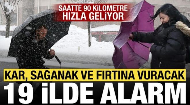 Sağanak, fırtına ve kar alarmı: Saatte 90 kilometreyi bulacak! Meteoroloji 19 ili uyardı