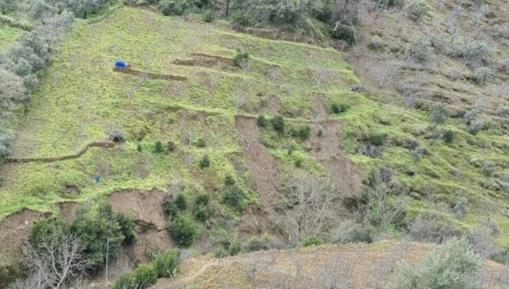 Aydın’da sağanak yağışlar sonrası dağlarda heyelan oluştu