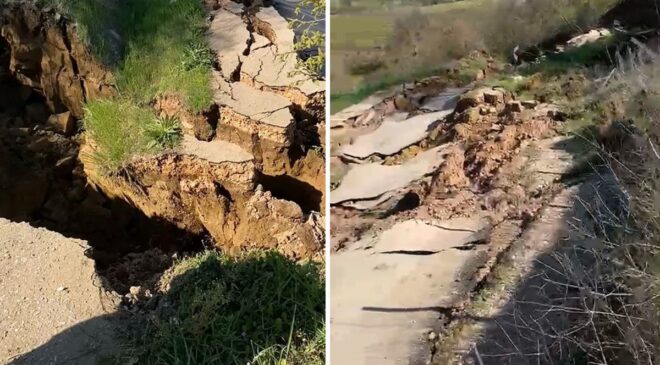 Bursa’da heyelan: Kırsal mahalleleri bağlayan yol ulaşıma kapandı