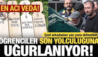 En acı veda: Okul saldırısında hayatını kaybeden öğrenciler uğurlandı!