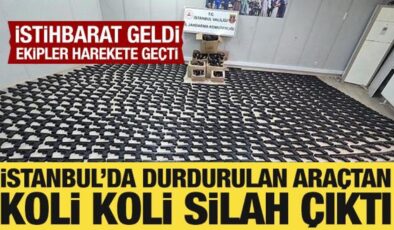 İstanbul’da durdurulan kamyonetten koli koli silah çıktı
