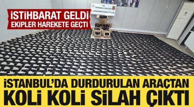 İstanbul’da durdurulan kamyonetten koli koli silah çıktı
