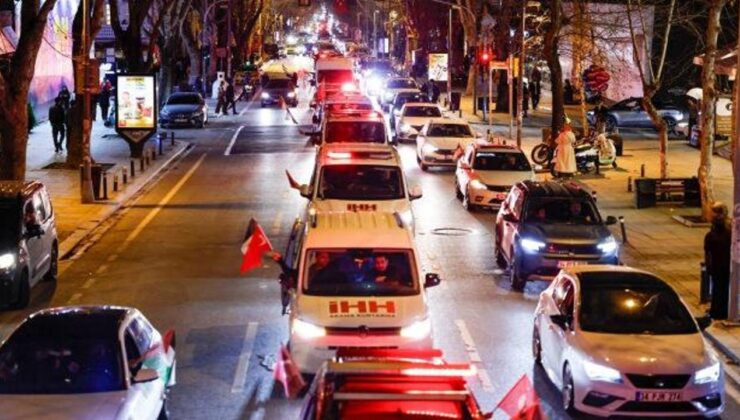 İstanbul’da yüzlerce araçla Gazze konvoyu