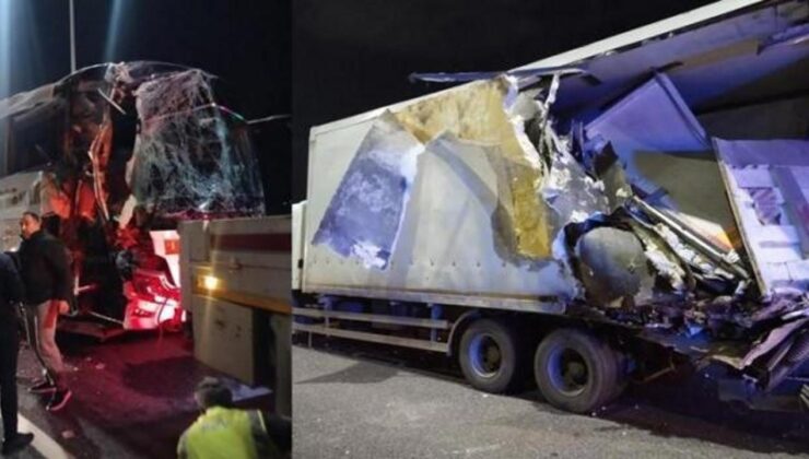 Kuzey Marmara Otoyolu’nda feci kaza! Yolcu otobüsü ile TIR çarpıştı: 10 yaralı