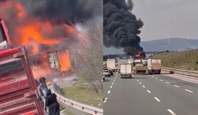 Kuzey Marmara Otoyolu’nda TIR alev topuna döndü!