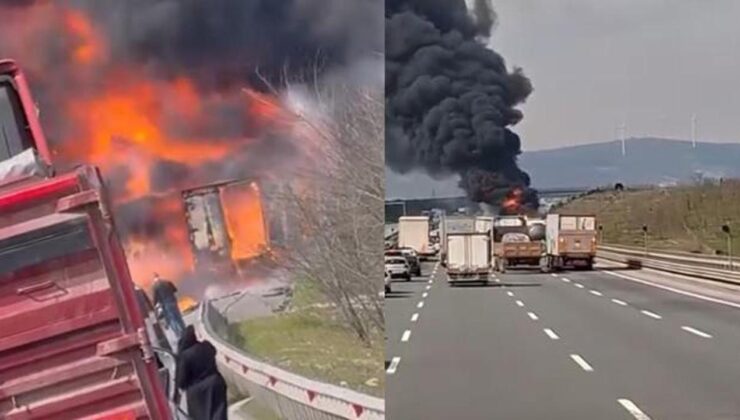 Kuzey Marmara Otoyolu’nda TIR alev topuna döndü!